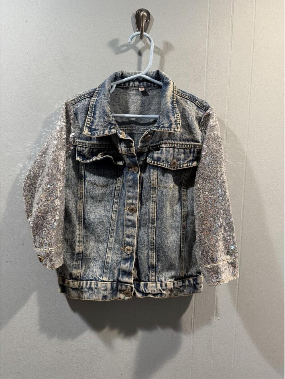 Kids Girls Unbranded Jacket Jeans Unicorn Patch